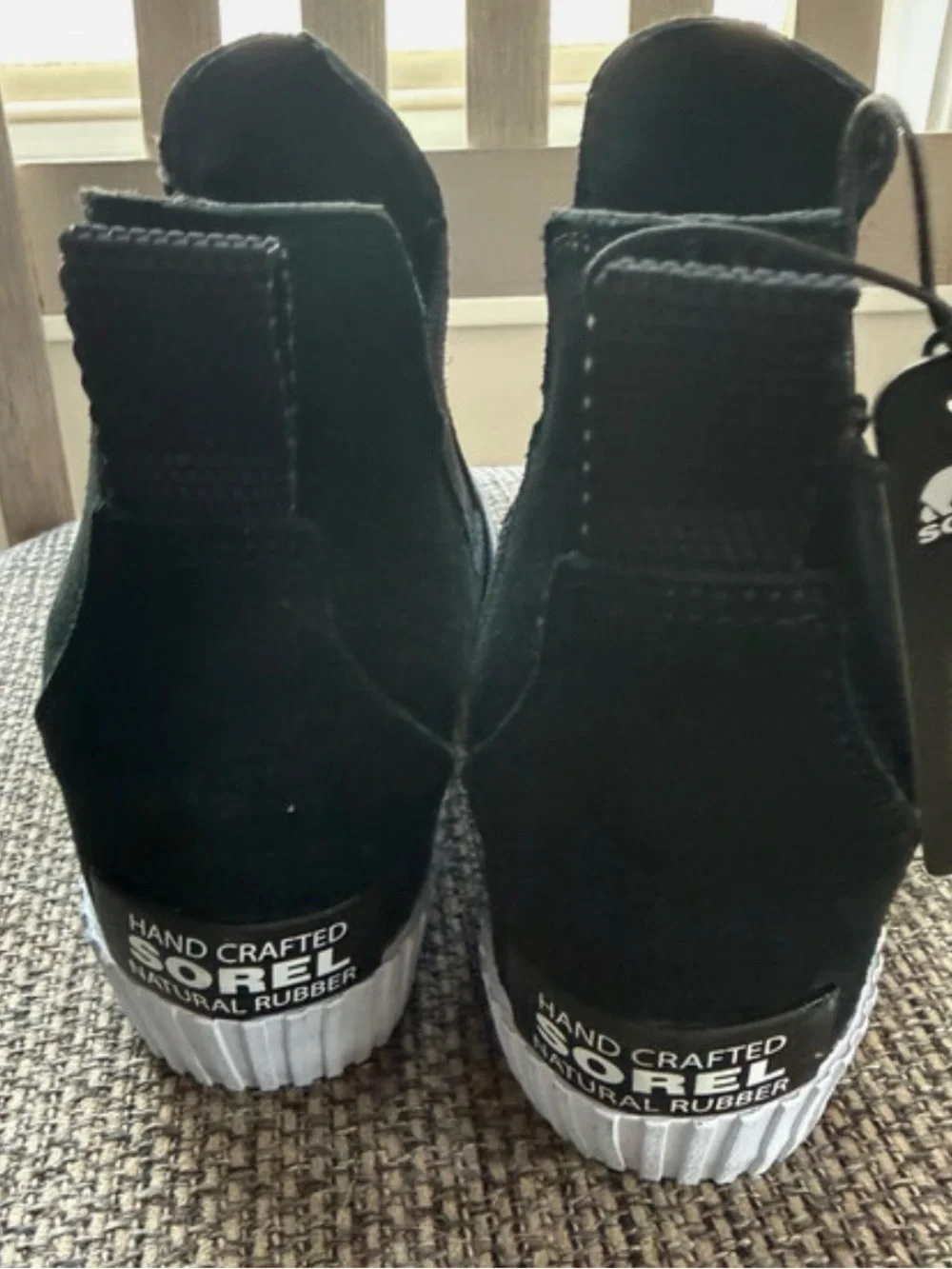Sorel Black Suede out N about  Booties with White Sole